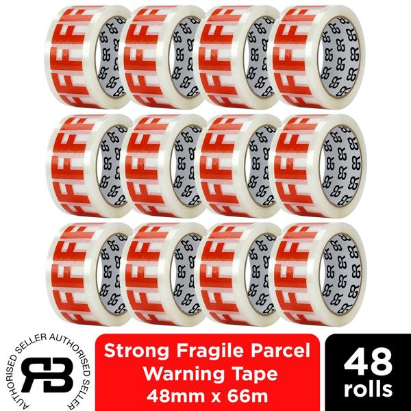 RexBrown Packing Tape 48mm x 66m Clear Brown Fragile Parcel Box Tape 12, 24 or  48 Rolls