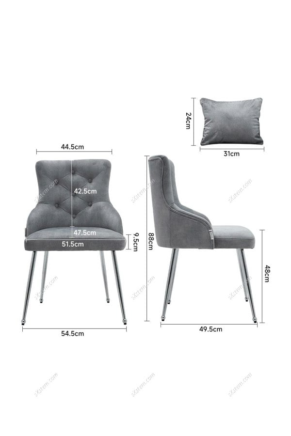 Grey Velvet Tufted Dining Chair with Cushion Living and Home