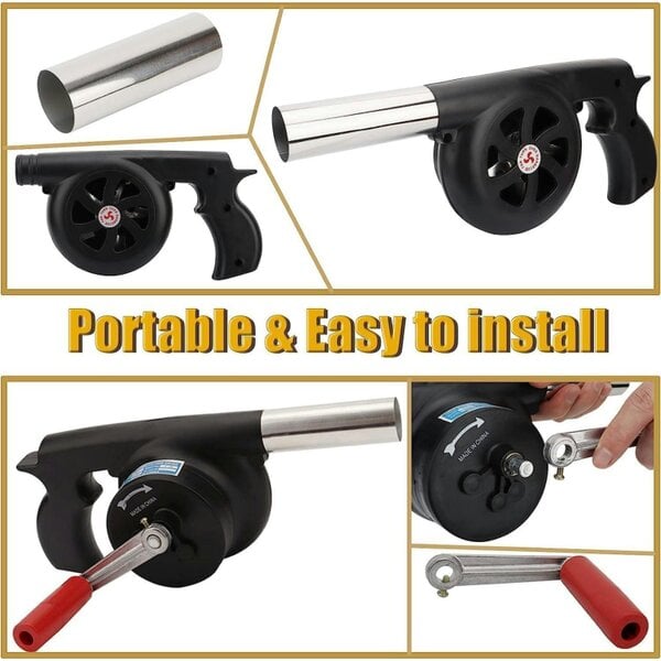Dyzi Manual Hand Crank BBQ Fan Air Blower Portable Grill Fire Starter