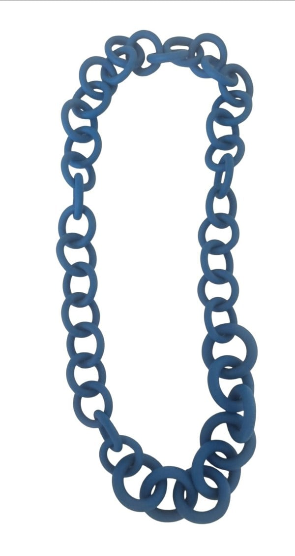 One Of A Kind Club Blue chunky rubber long necklace