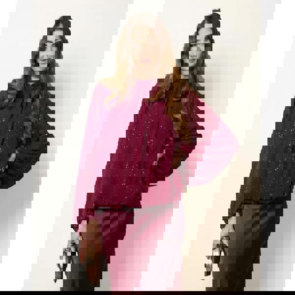 Blue Vanilla Metallic Sparkle Chiffon High Neck Puffball Top