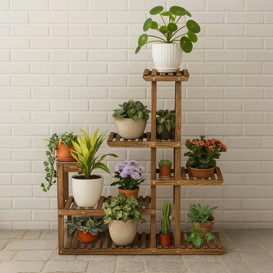 Neo 6 Tier Wooden Indoor Outdoor Shelf Plant Stand Display Rack