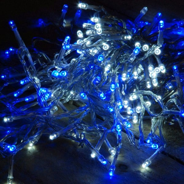 Samuel Alexander 200 LED 16m Premier Christmas Outdoor Function Lights Timer Clear Cable Blue & White