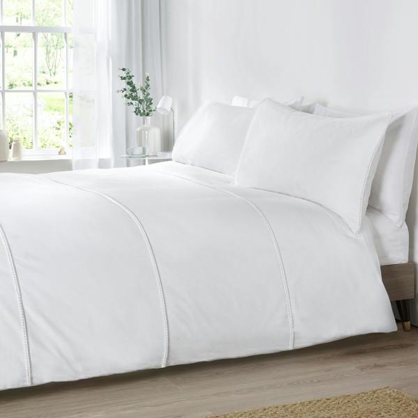 Catherine Lansfield Brushed Cotton Pom Pom Duvet Cover Set White