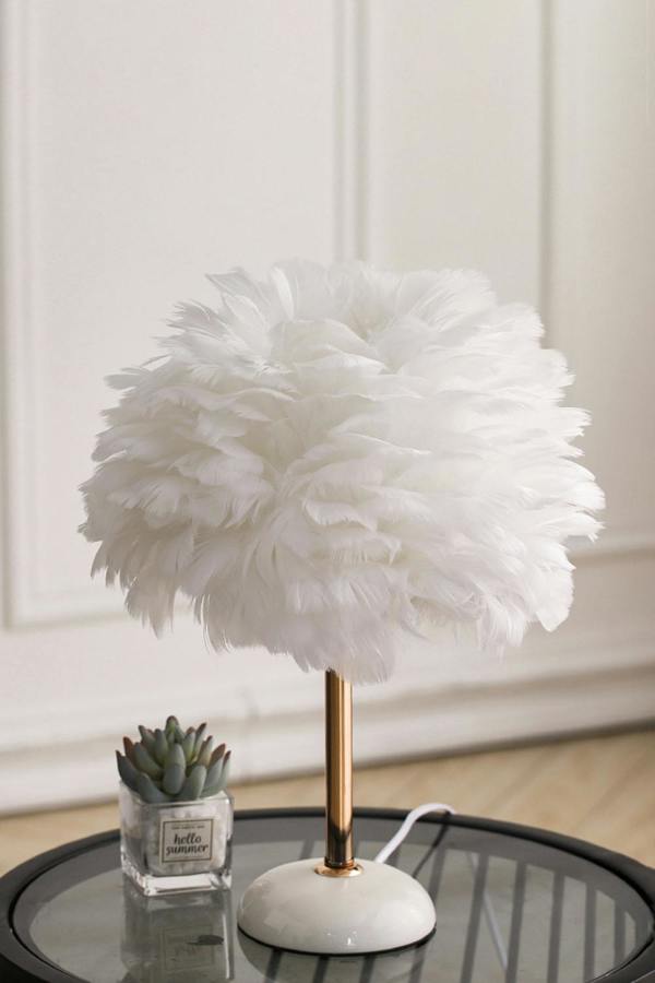 Living and Home Ceramic Feather Design Table Lamp with LED Light