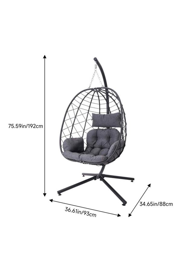 Living and Home Egg-Shaped Hanging Chair with Soft Cushion & Headrest