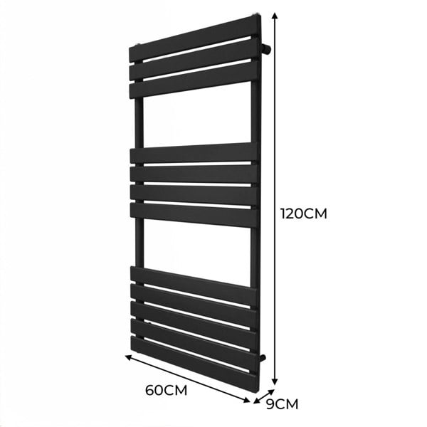 Monstershop Flat Panel Towel Radiator – 1200mm x 600mm – Black