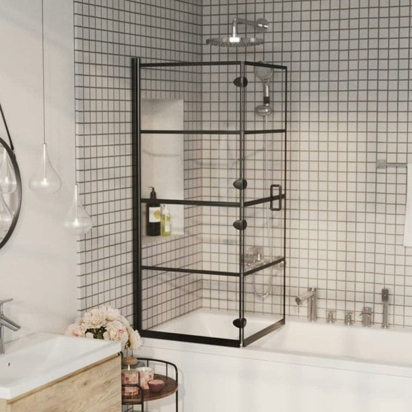 Berkfield Folding Shower Enclosure ESG 120x140 cm Black