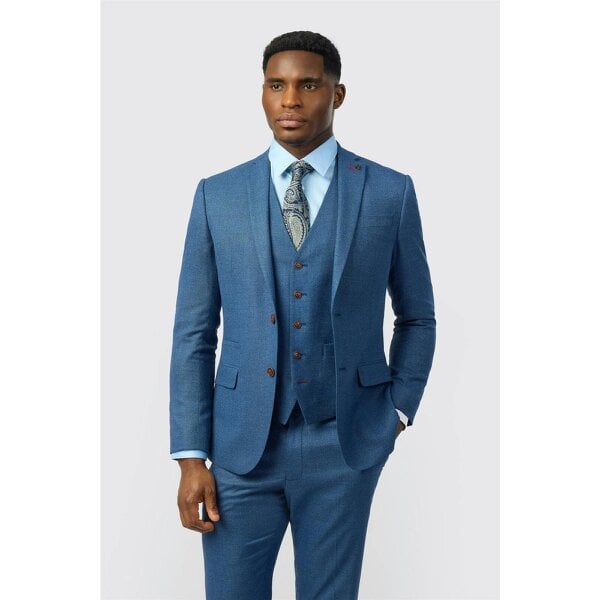 Antique Rogue Slim Fit Blue Texture Stretch Jacket