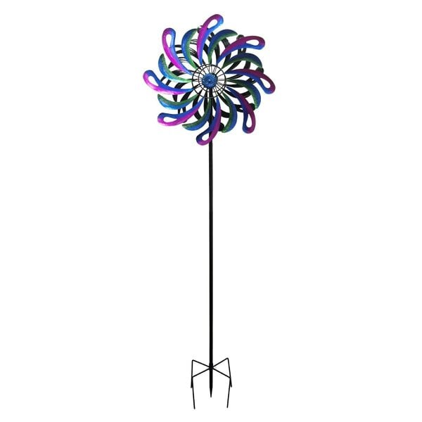 EDH Door Hardware Small Cosmic Fusion Vortex Wind Spinner Stake – 120 x 36 x 15 CM | Kinetic Metal Wind Sculpture | Outdoor Garden Spinner for Yard