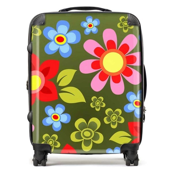 Warren Reed Red And Blue Flowers Suitcase