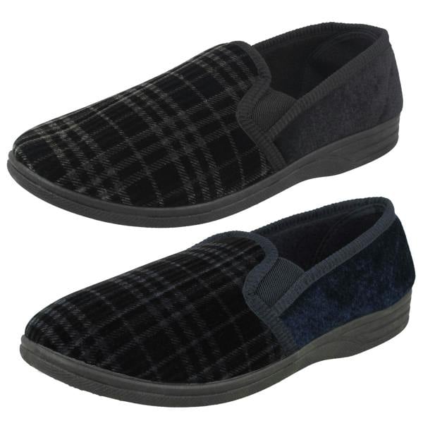 Spot On Mens Spot On Checked Slippers