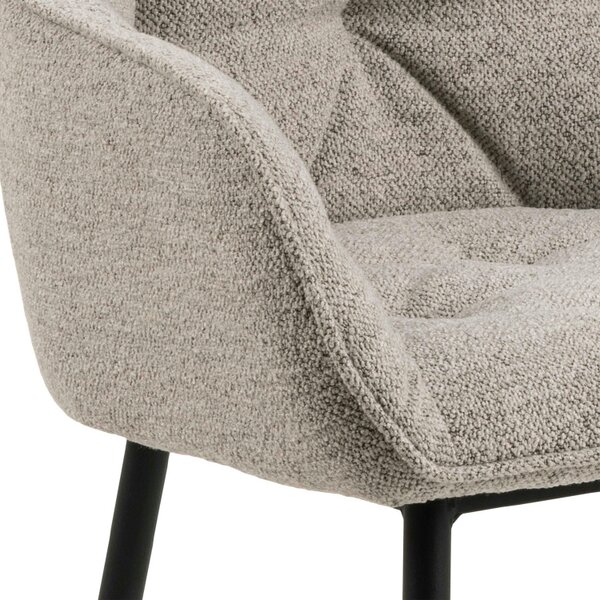 Wyld Haus Buttonfern Set of 2 Beige Diamond Upholstered Dining Chairs with Armrest