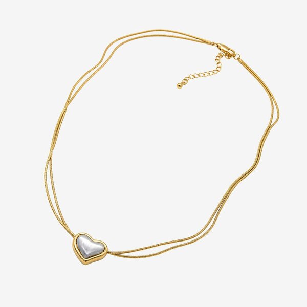 Uchi & Soto Kokoro Mixed Metal Heart Necklace