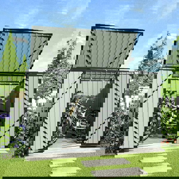 6ft Outdoor Metal Garbage Storage Shed with Hinged Lid Living and Home 