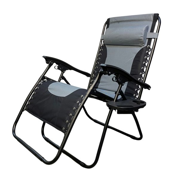 Samuel Alexander Luxury Padded Multi Position Zero Gravity Garden Relaxer Chair Lounger in Grey & Black