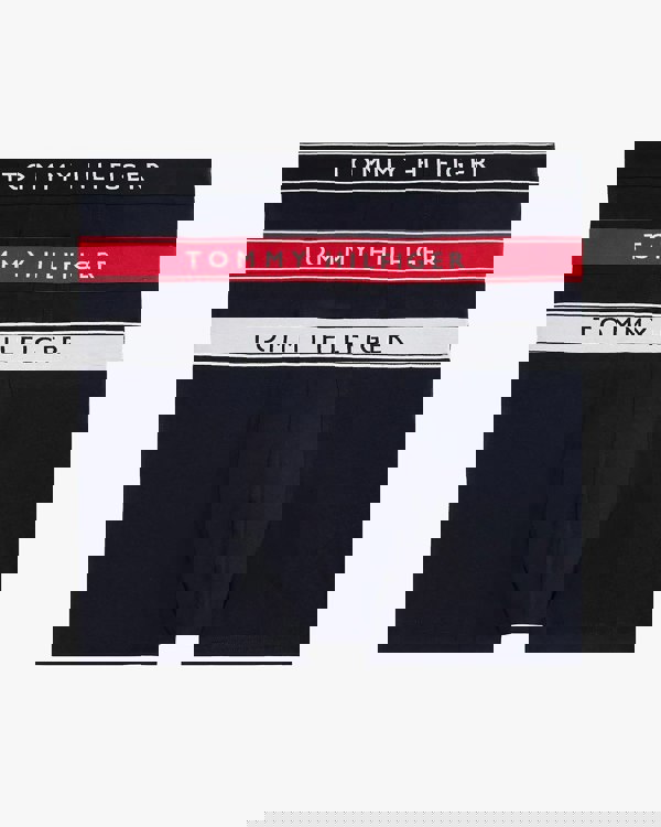 Tommy Hilfiger 3 Pack Mens Waistband Trunks - B-White/Red/Navy