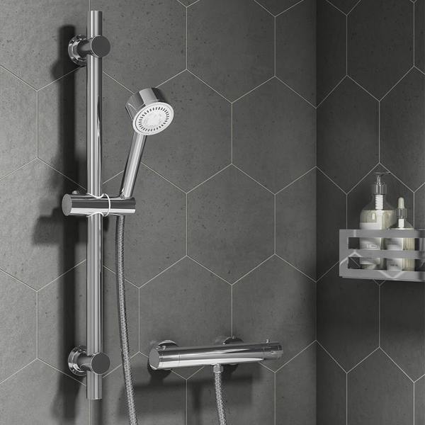 Flode Nybro Shower | RD Thermo Bar Valve & RD Slide Rail Kit | Chrome