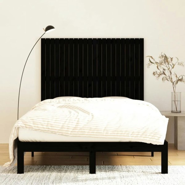 Berkfield Wall Headboard Black 140x3x110 cm Solid Wood Pine