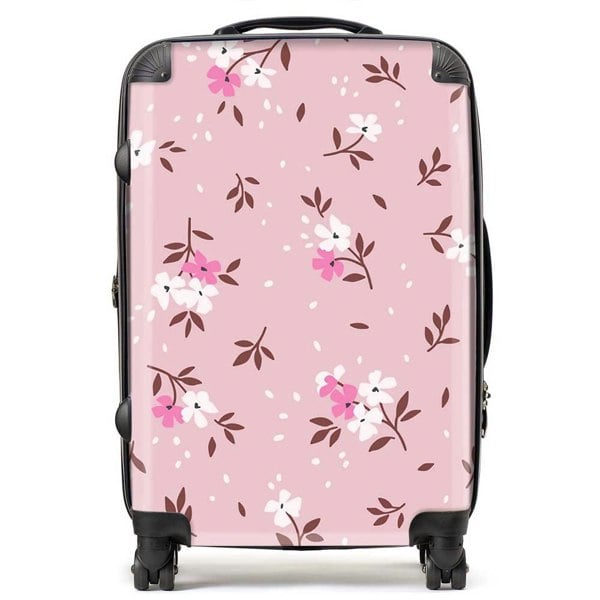 Warren Reed Pretty Pink Flower Pattern Suitcase