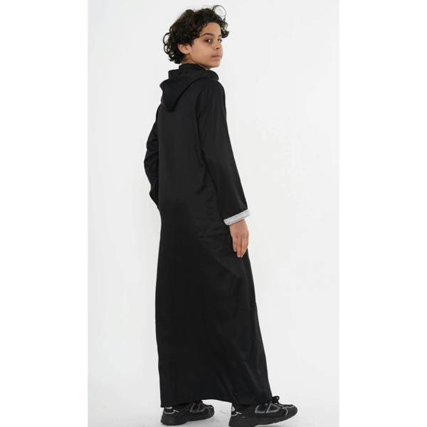 Boy's Moroccan Thobe Hooded Gandoura Embroidery Jubba - Black - Thobez - 7