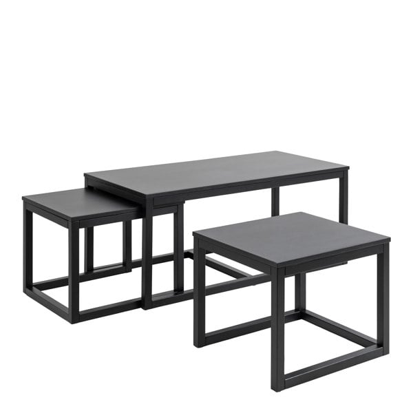 Furniture To Go Cornus Square Coffee Table Set in Matt Black Set of 3