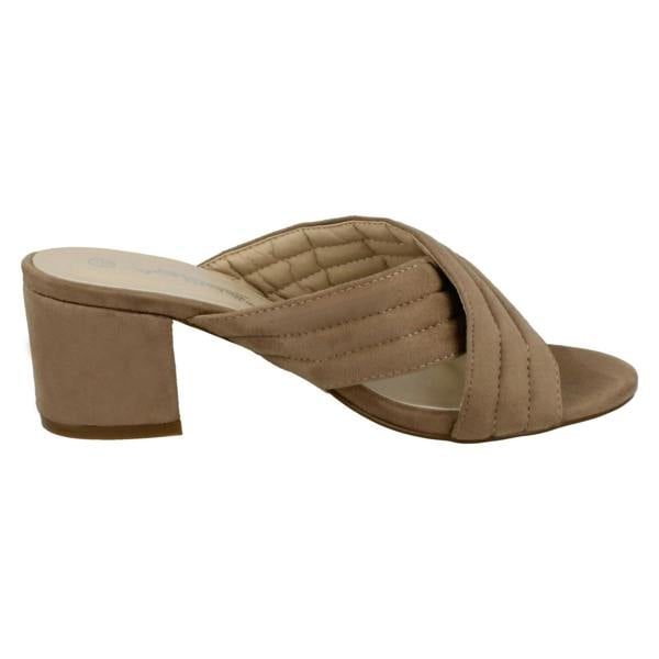 Anne Michelle Ladies Anne Michelle Mid Heel X Strap Vamp Mule Sandals