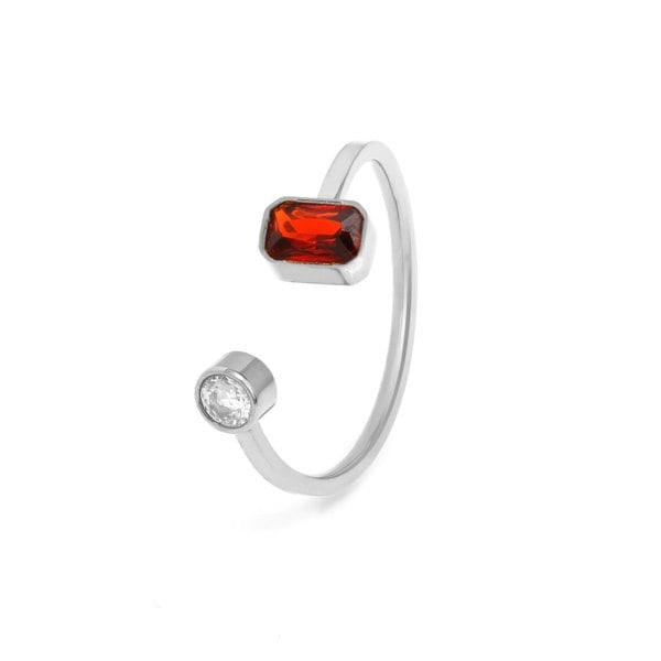 Say It With July Ruby Birthstone Ring - Silver Plated