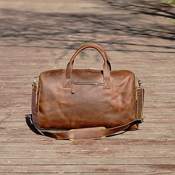 Touribag Genuine Leather Weekend Bag - Brown