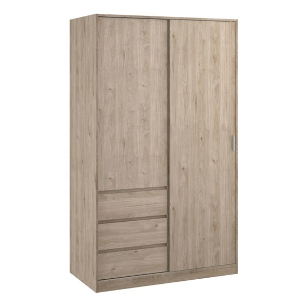 Furniture To Go Naia Wardrobe with 1 Sliding door + 1 door + 3 drawers in Oak structure Jackson Hickory