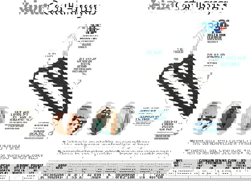 KAV Velvet Coat Hangers – Non-Slip Slim Clothes Hangers For Coats, Dresses With 360° Rotating Hook - Space-Saving Design For Wardrobe Organization