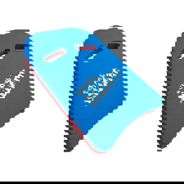 Blue and red Simply Swim adult kickboard with handle holes