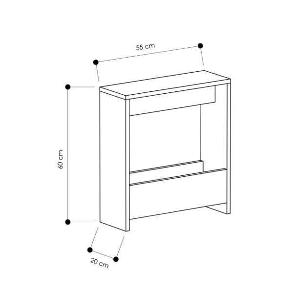 Decortie Simpi Slim End Table with Magazine Rack (H) 60cm - White and Retro Grey
