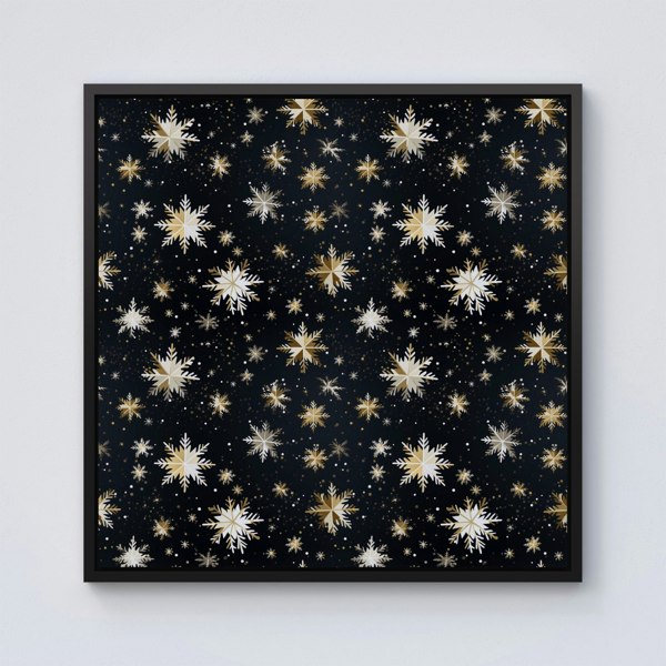 Warren Reed Silver Gold Snowflake Pattern Framed Canvas