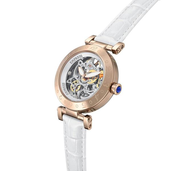 Empress Theodora Automatic Leather-Band Watch - Rose Gold/White - EMPEM3705