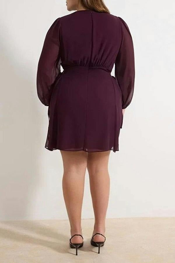 WOVCOR Chiffon Woven Dress with Eyelet Detail and Button Closure