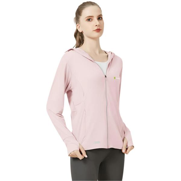 Anniou Raw Yarn Hooded Sun Protection Jacket - pink