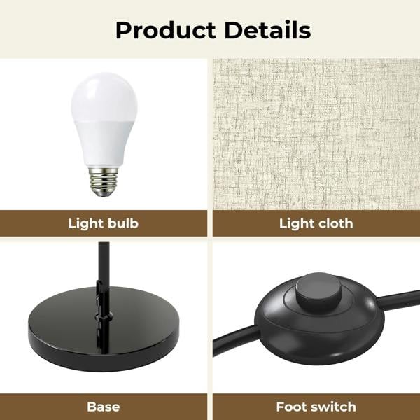 Emitto Standing Floor Lamp Living Room with Led Light Corner Remote Foot Switch