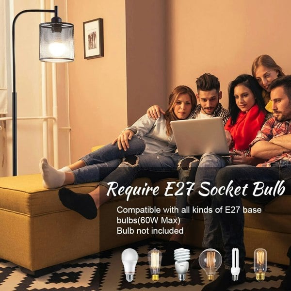 Industrial Metal Floor Light with Mesh Lampshade Floor Lamps Living and Home