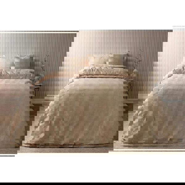 Belledorm Waffle Stripe Duvet Cover Set - Latte - 