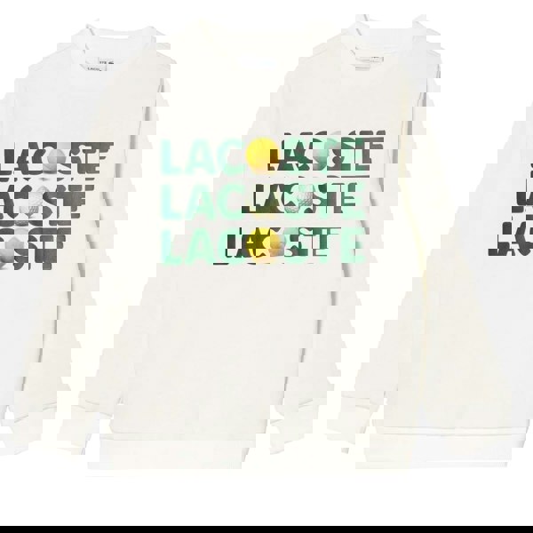 Lacoste Childrens/Kids Printed Fleece Crew Neck Sweatshirt - Cream