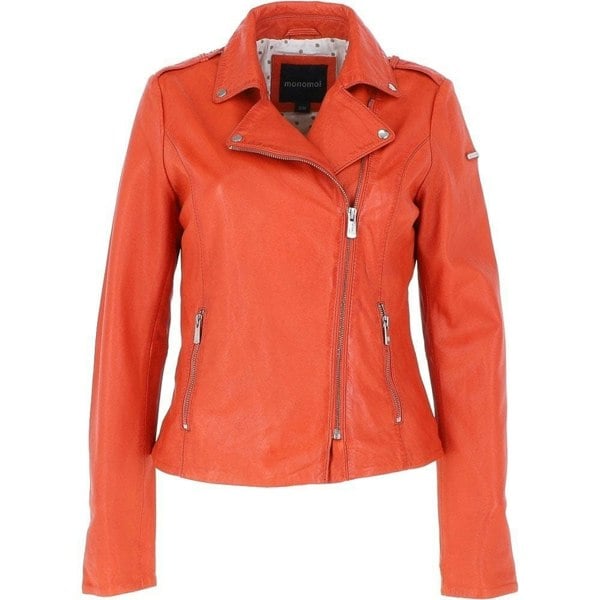 Real Leather Side Zip Biker Jacket: WENDY