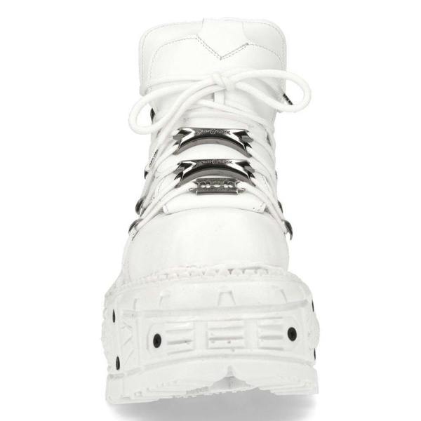 New Rock Unisex White Leather Gothic Punk Boots- M-TANK106-C1