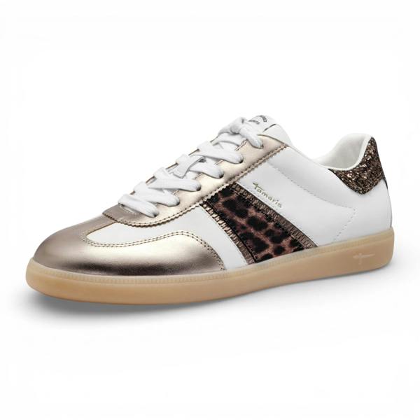 Tamaris Women's White Silver Leather Sneakers