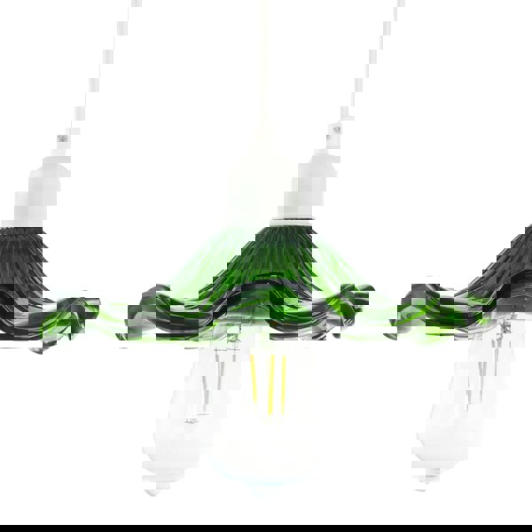 Designer Ribbed Emerald Glass Pendant Shade with Wavy Ruffled Edge Image 8