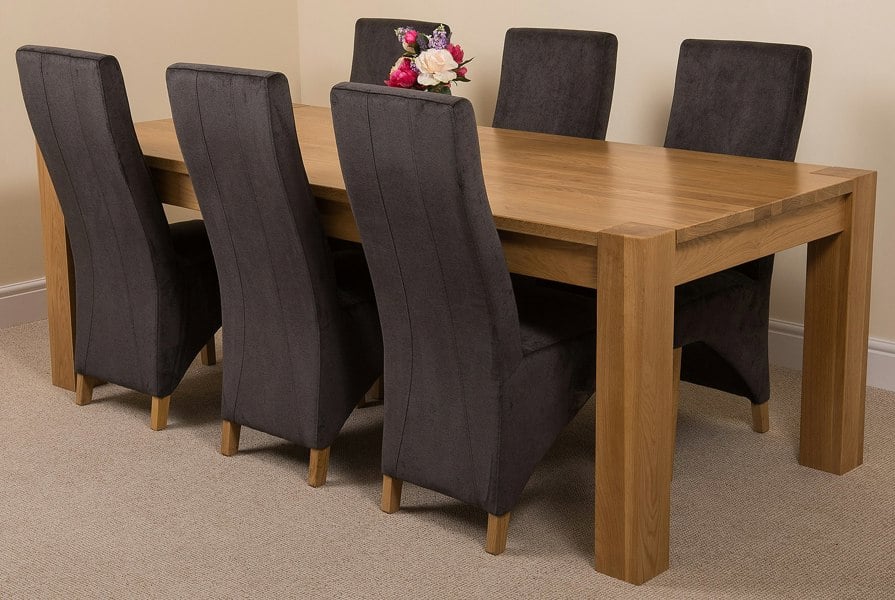That's Furniture Kuba Extra Large Oak Dining Table with Lola Fabric Chairs