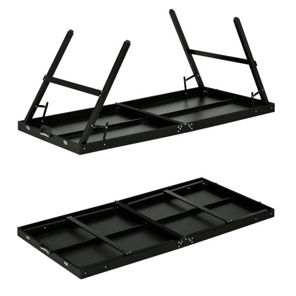 Folding mini ping pong table with legs down and base for storage