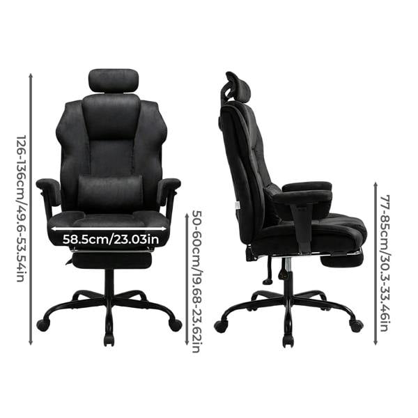 Levede Executive Ergonomic Office Chair Suede Fabric Wide Seat 155° Recline Footrest