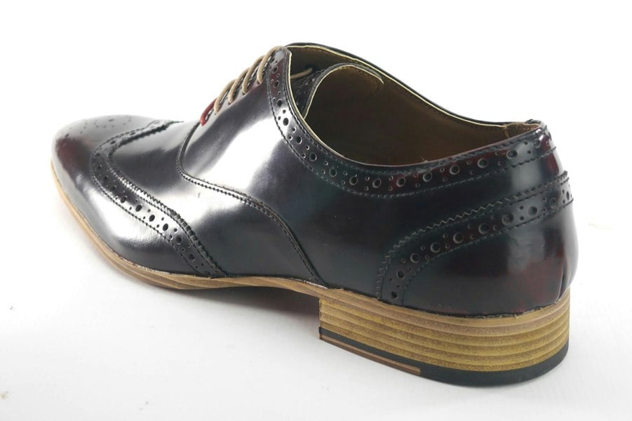 Frank James Norbury Leather Hi Shine Lace Up Mens Brogue Shoes