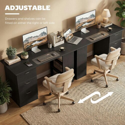 Wyld Haus Malilu 120cm Wooden Black Home Office Desk With 3 Shelves And Drawer Storage
